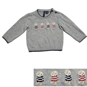Janie and Jack “dogs wearing sweaters” crewneck sweater 6-12 months